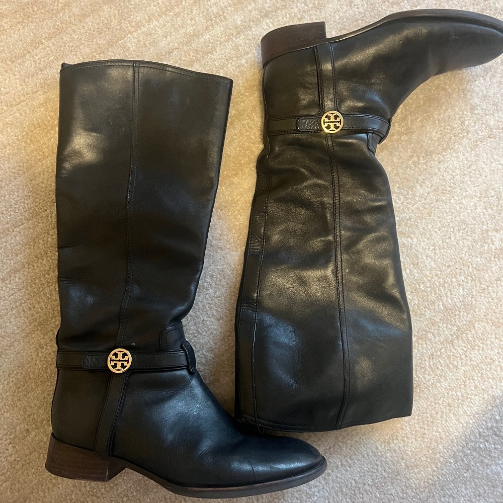 Tory Burch black leather riding boots